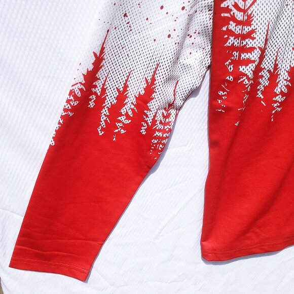 Exclusive Women's Shirt XXL Red White Forest Dotted Print Long Sleeve Blouse - Picture 6 of 11